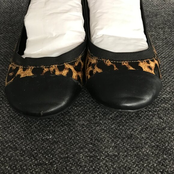 Jessica Simpson Black Brown Cheetah Print Slip On Ballet Flats Womens Size 7.5 B - Picture 4 of 8
